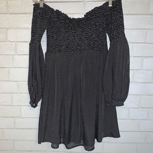 Likely Brand Off the Shoulder Polka Dot Mini Dress